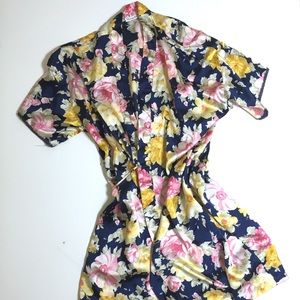 Christian Dior floral robe - navy pink